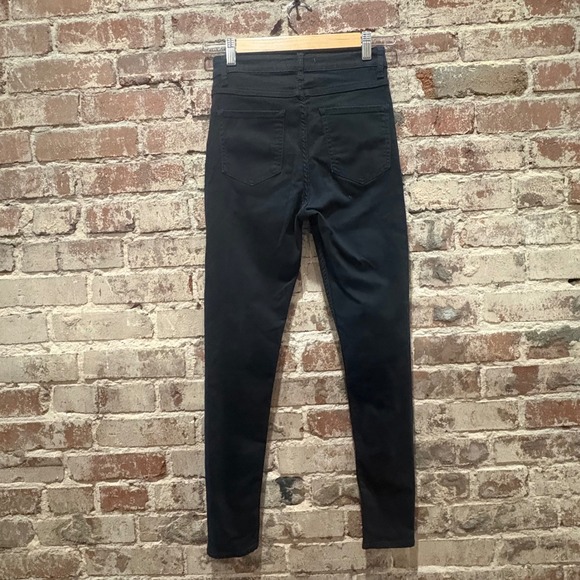 Sandro Paris Black High Rise Visible Zip Button Front Skinny Jeans Size 36 US 26 - Picture 7 of 9